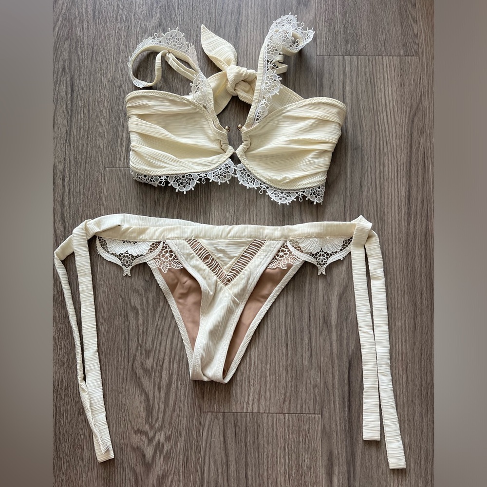 For love & lemons white lace bikini